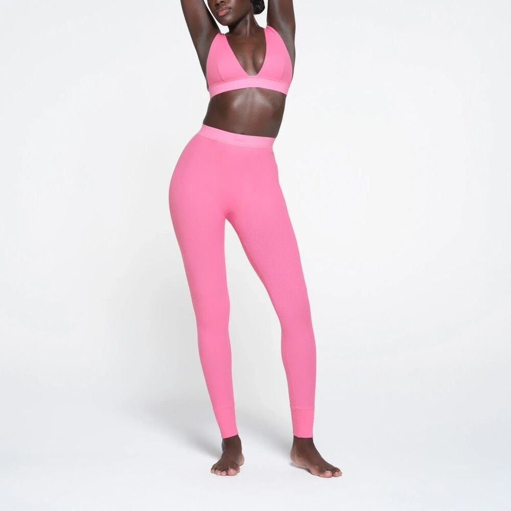 Skims Cotton Rib Legging Sugar Pink Size M Stretch *flaw